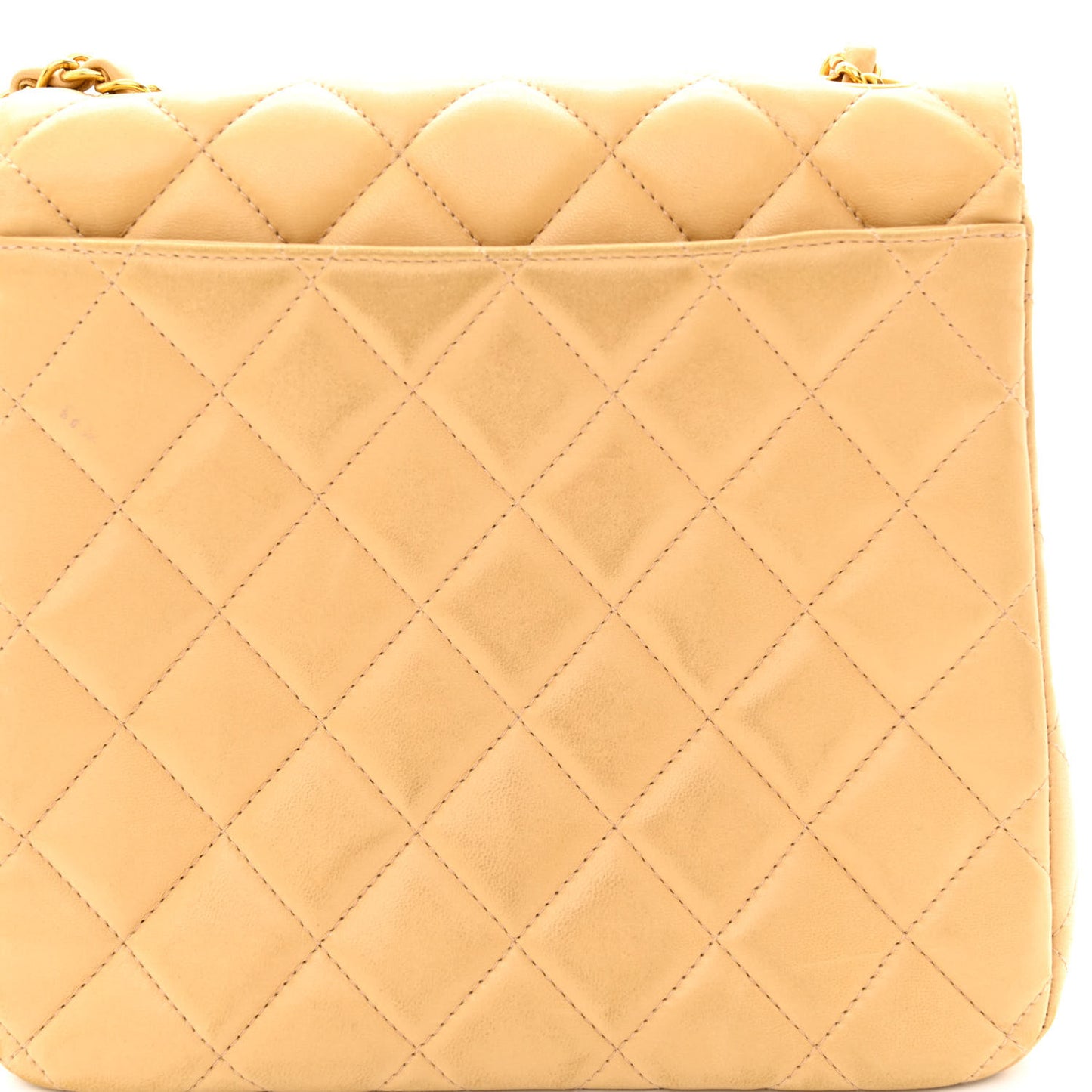 Lambskin Quilted Flap Shoulder Bag Beige