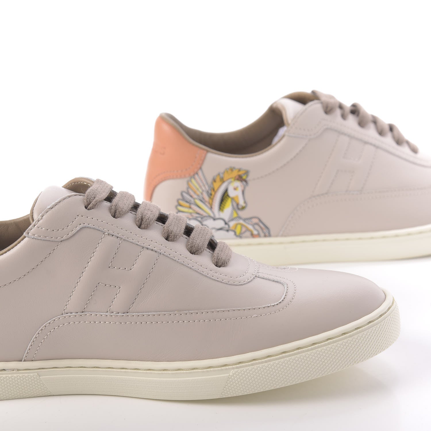 Hermes Calfskin Pegase Pop Quicker Sneakers 37.5 Beige Multicolor 11 of 12