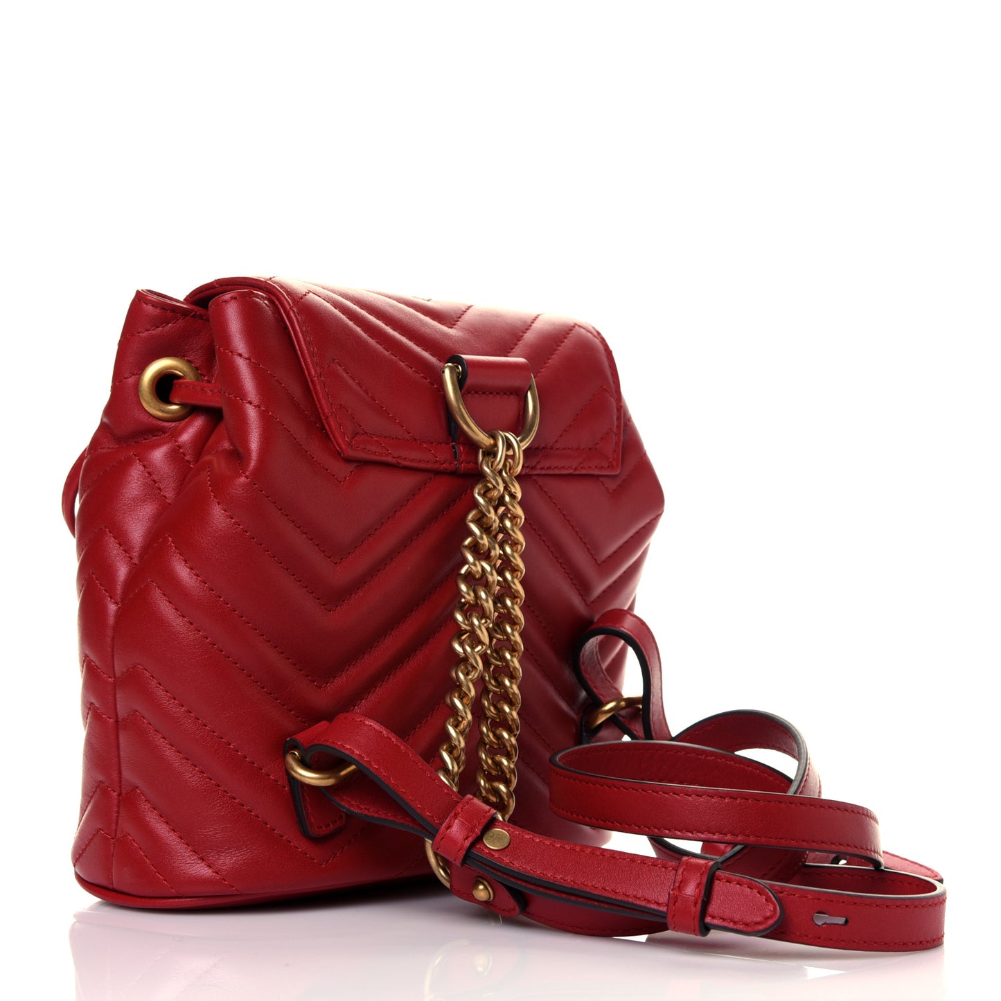 Calfskin Matelasse GG Marmont Flap Backpack Hibiscus Red