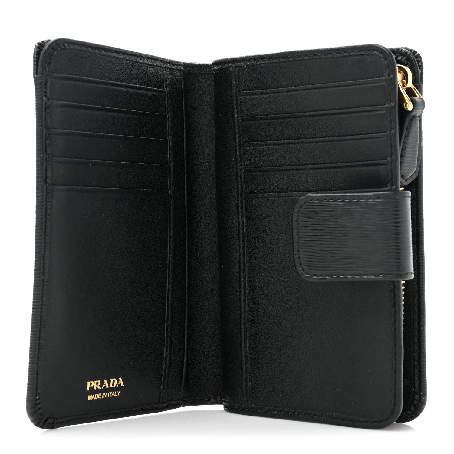 Prada Saffiano Metal Compact Wallet Black 7 of 12