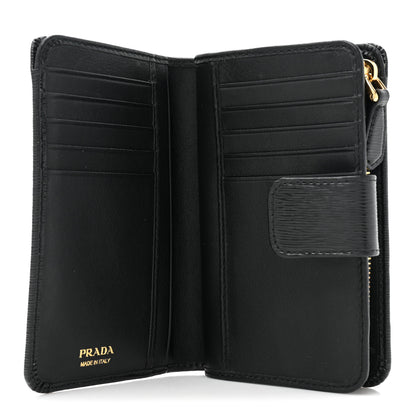 Prada Saffiano Metal Compact Wallet Black 7 of 12