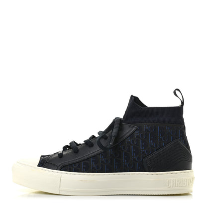 Christian Dior Technical Mesh Calfskin Womens Oblique Walk'N'Dior High Top Sneakers 39.5 Deep Blue 1 of 7