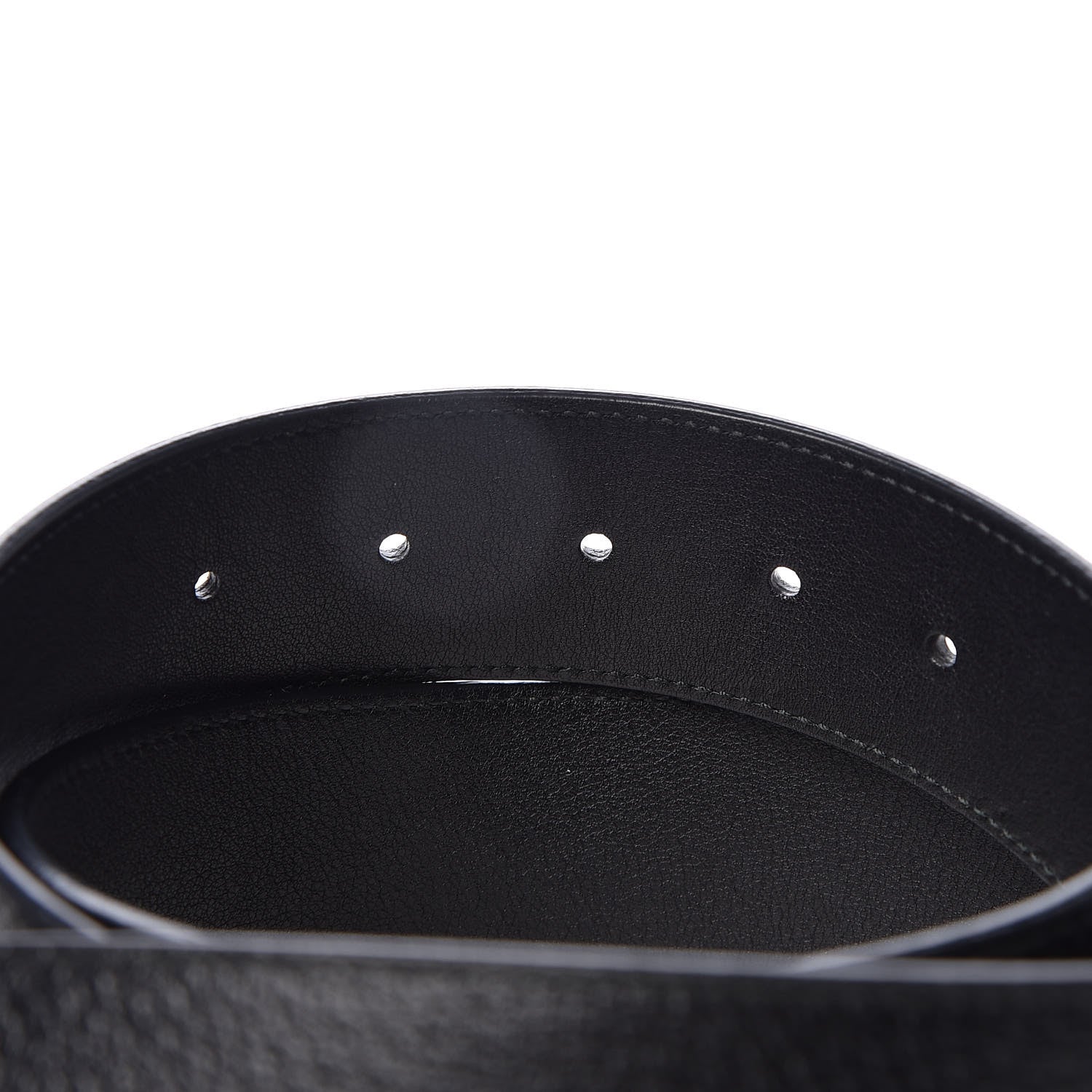 Gucci Textured Dollar Calfskin Nickel Double G 40mm Belt 80 32 Black 4 of 8