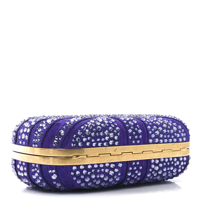 Alexander McQueen Suede Crystal Britannia Skull Box Clutch Purple 4 of 9