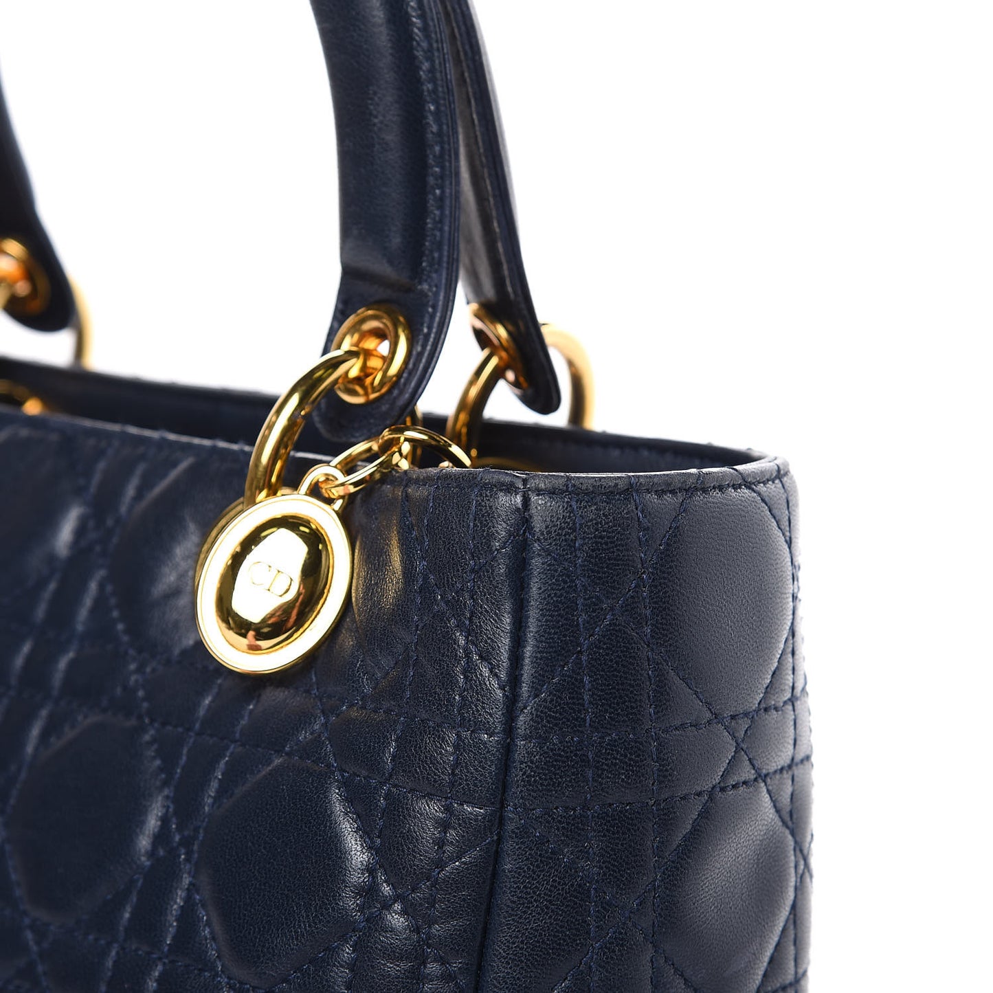 Lambskin Cannage Medium Lady Dior Navy Blue