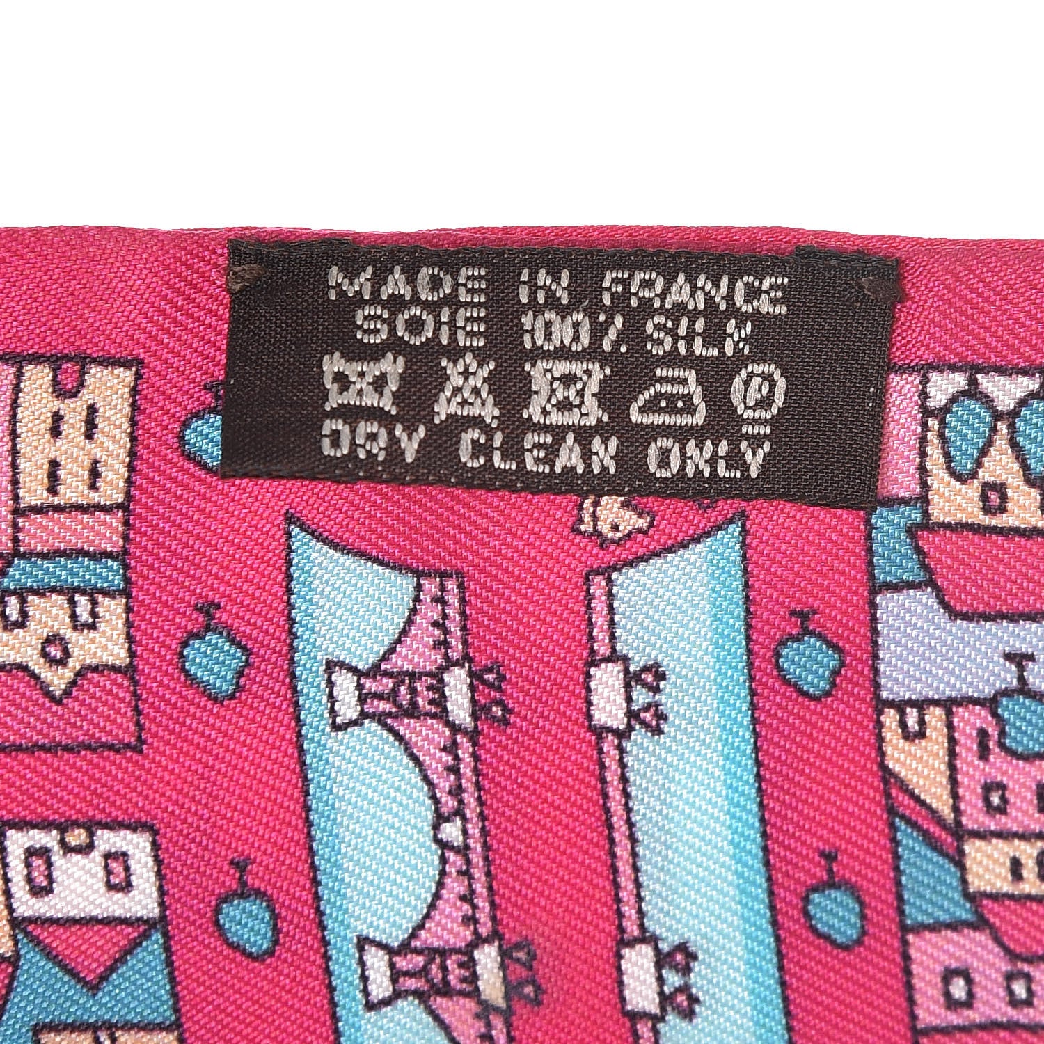 Hermes Silk Rive Droite Rive Gauche Twilly Rose Vif Turquoise Creme 3 of 5