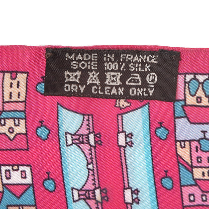 Hermes Silk Rive Droite Rive Gauche Twilly Rose Vif Turquoise Creme 3 of 5