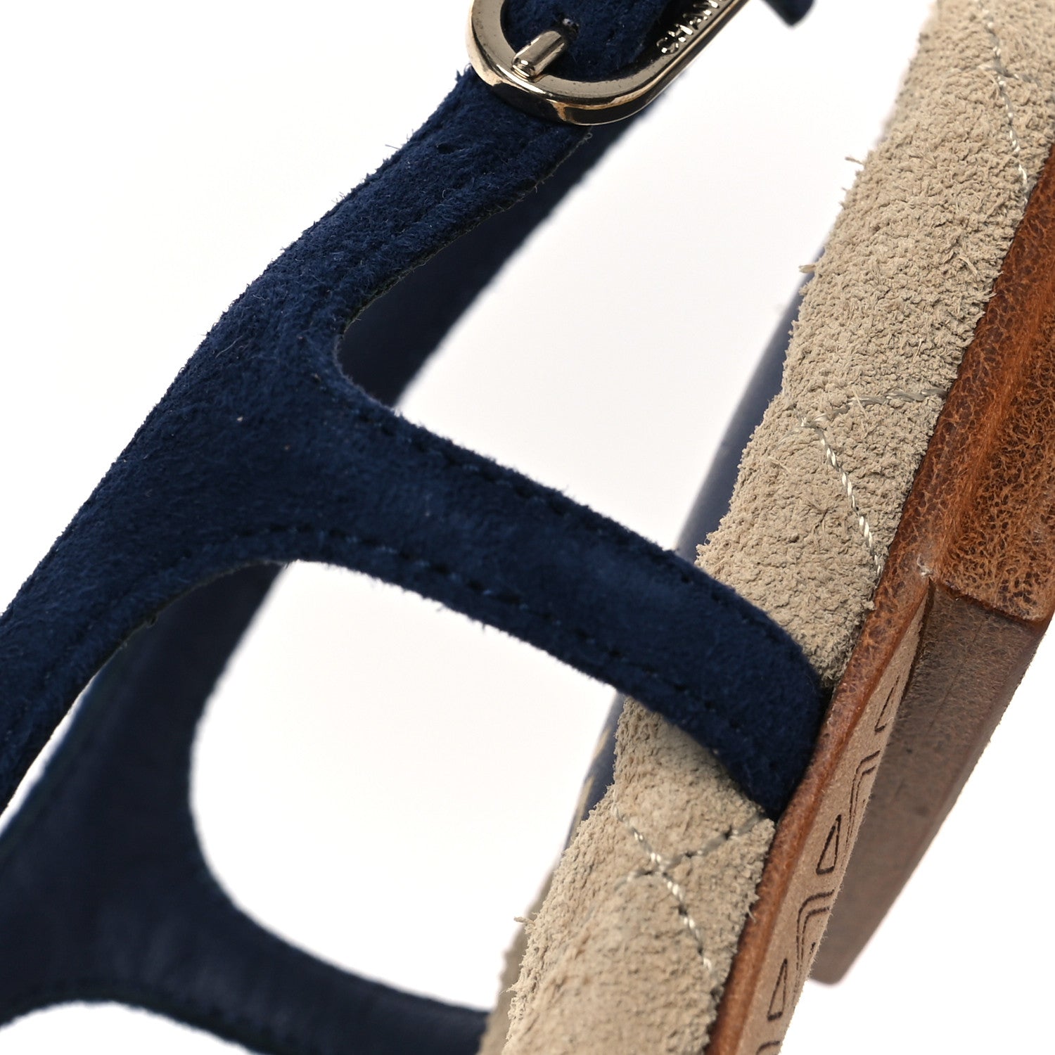 Chanel Suede Crystal CC Thong Sandals 39.5 Navy 10 of 13