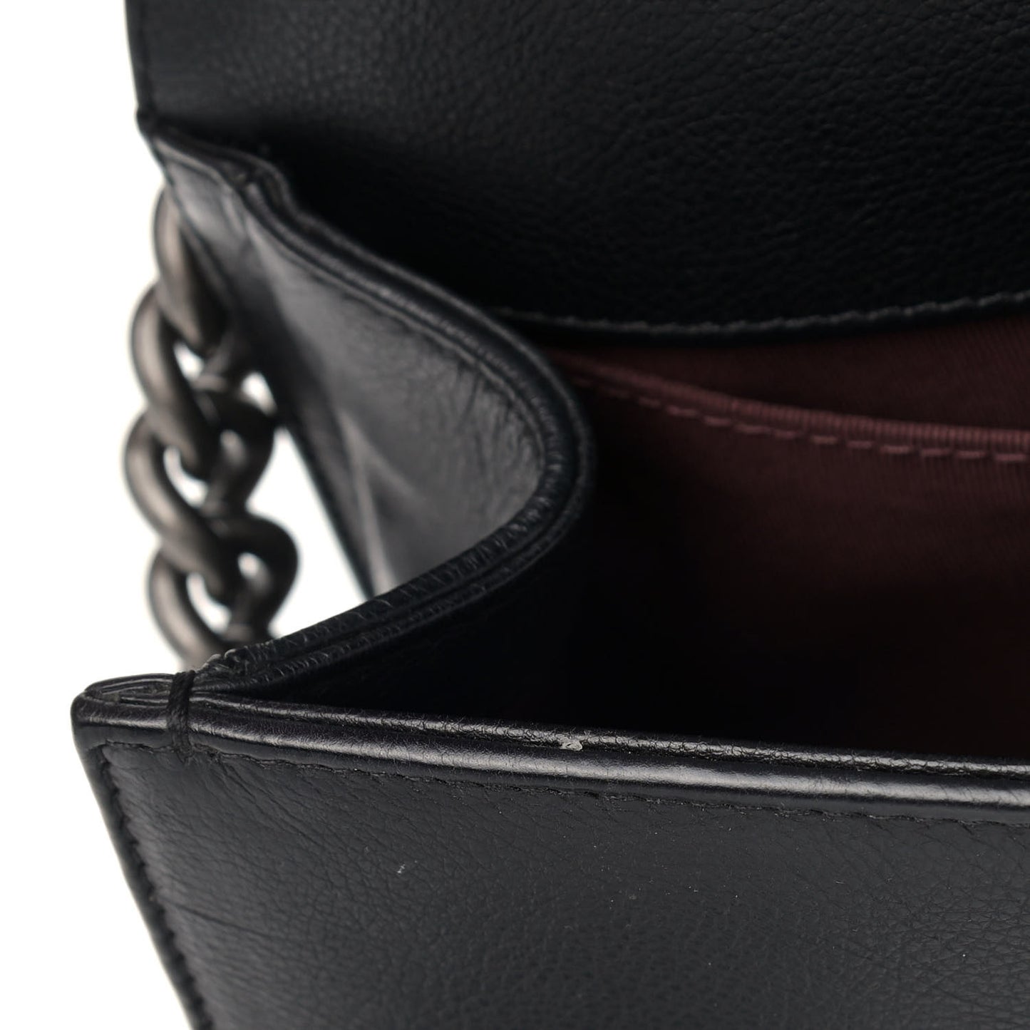 Calfskin Double Stitch Medium Boy Flap Black