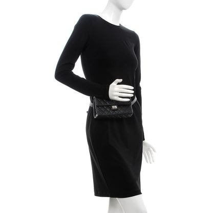 Chanel Grained Calfskin Quilted 2.55 Reissue Flap Belt Bag Clutch Black 2 of 7