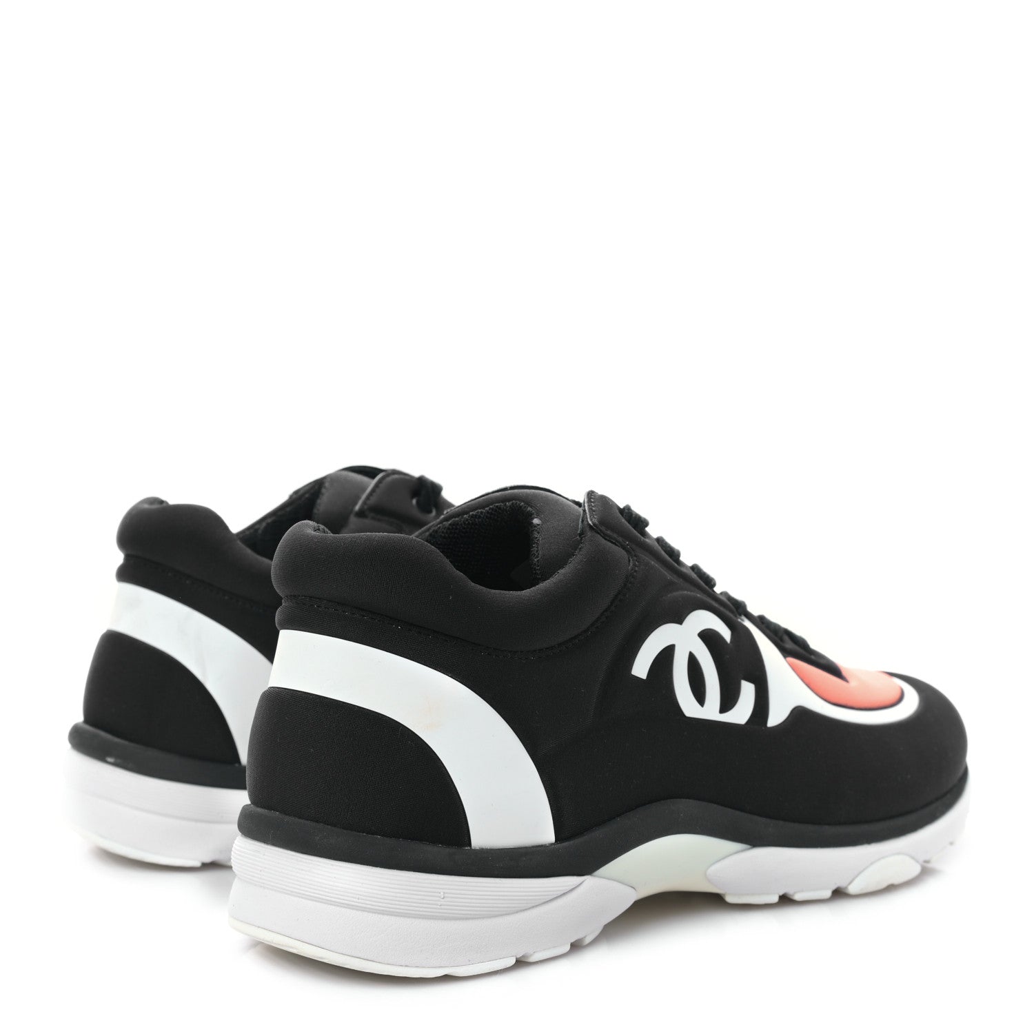 Chanel Lycra Fabric Womens CC Sneakers 40 Black White Pink 4 of 9