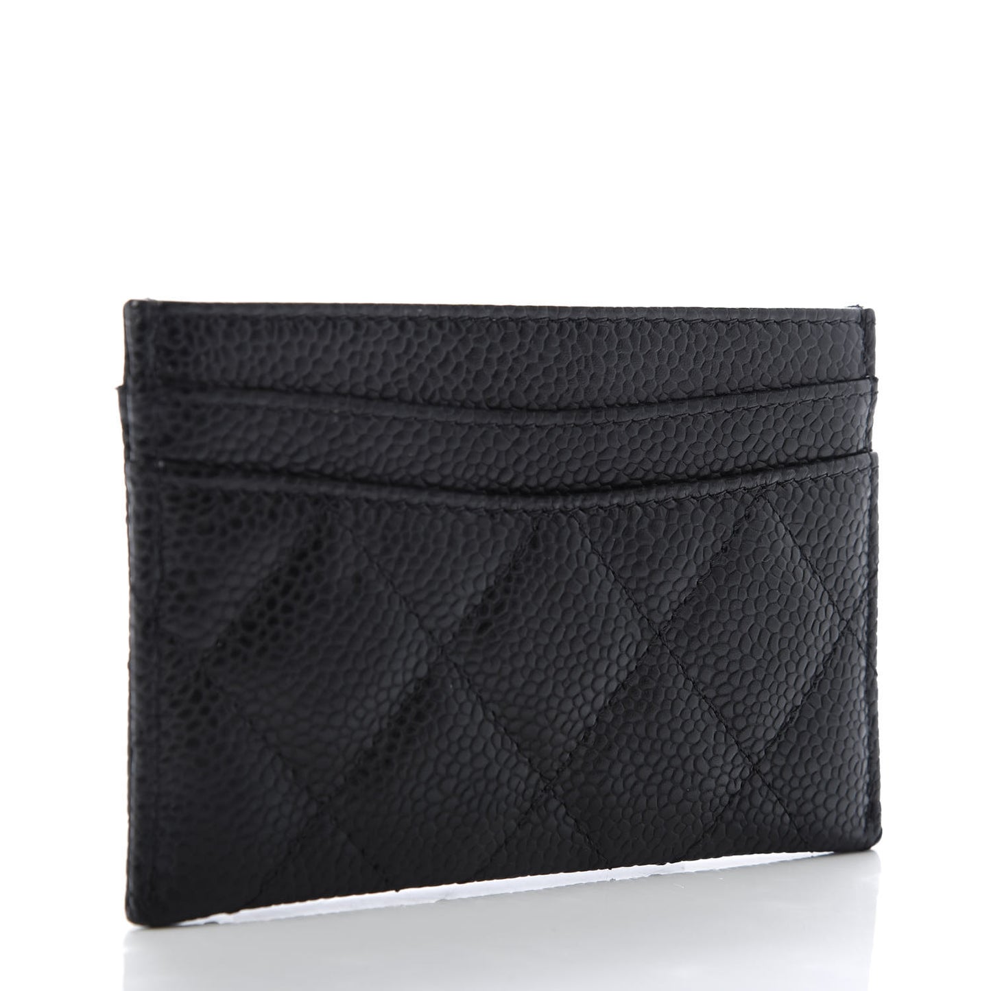 Caviar Quilted Card Holder Black
