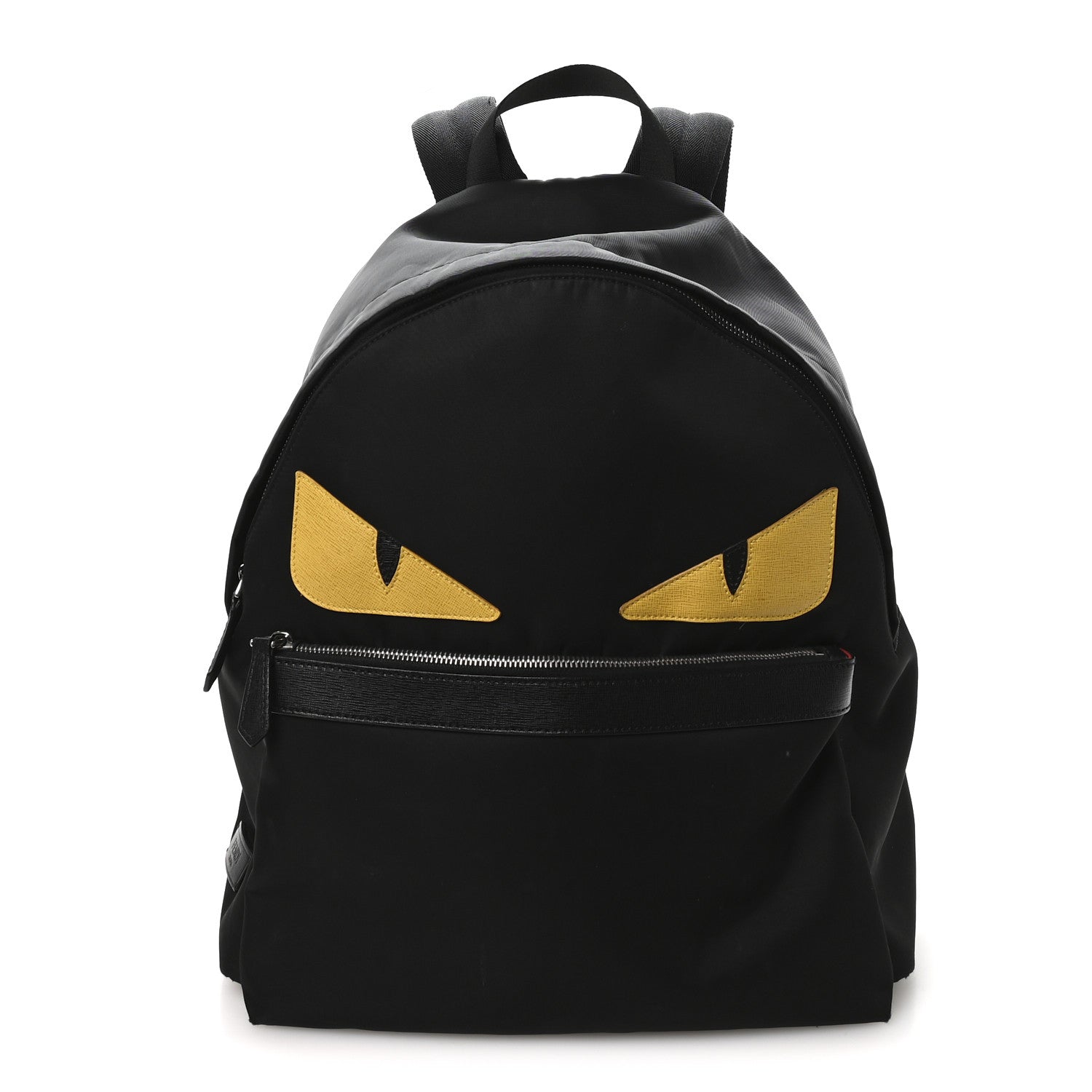Fendi Nylon Vitello Elite Monster Eyes Rounded Backpack Black Yellow 1 of 12