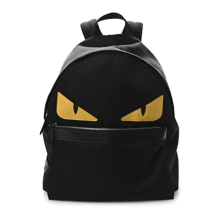 Fendi Nylon Vitello Elite Monster Eyes Rounded Backpack Black Yellow 1 of 12