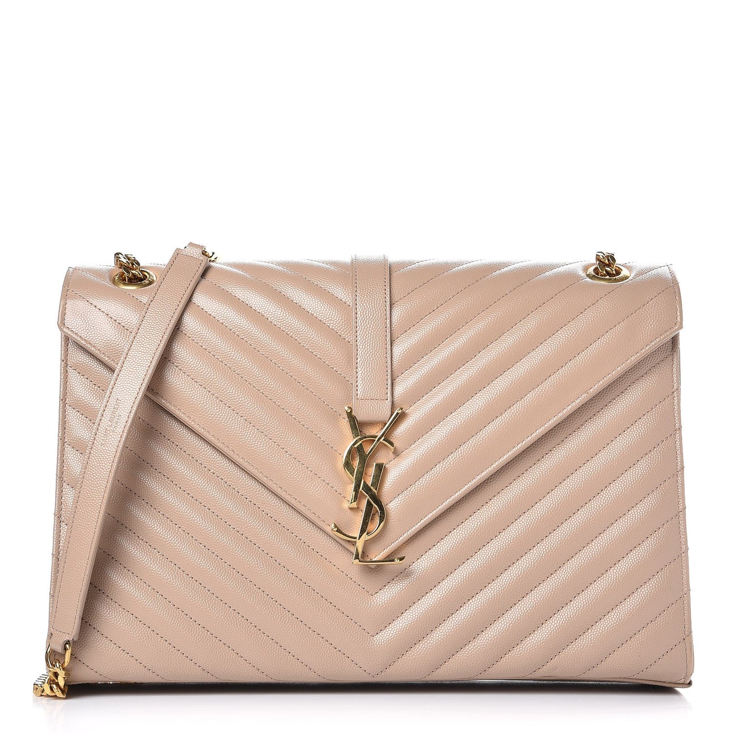 Grain De Poudre Matelasse Chevron Large Monogram Satchel Dark Beige