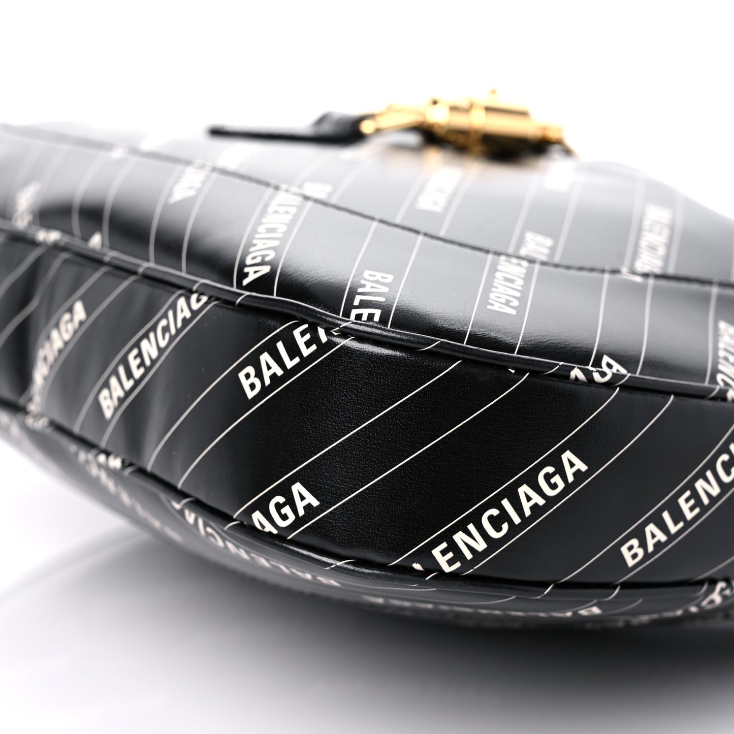 X BALENCIAGA Calfskin Logo Print Medium Jackie 1961 Hobo Black