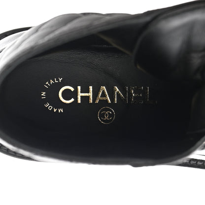 Chanel Shiny Lambskin Quilted Lace Up Combat Boots 35.5 Black 8 of 11