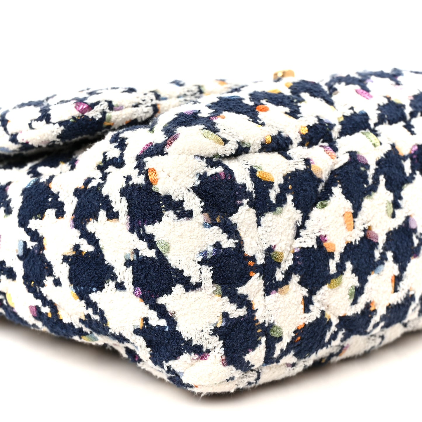 Tweed Quilted Large Chanel 19 Flap Ecru Navy Blue Multicolor