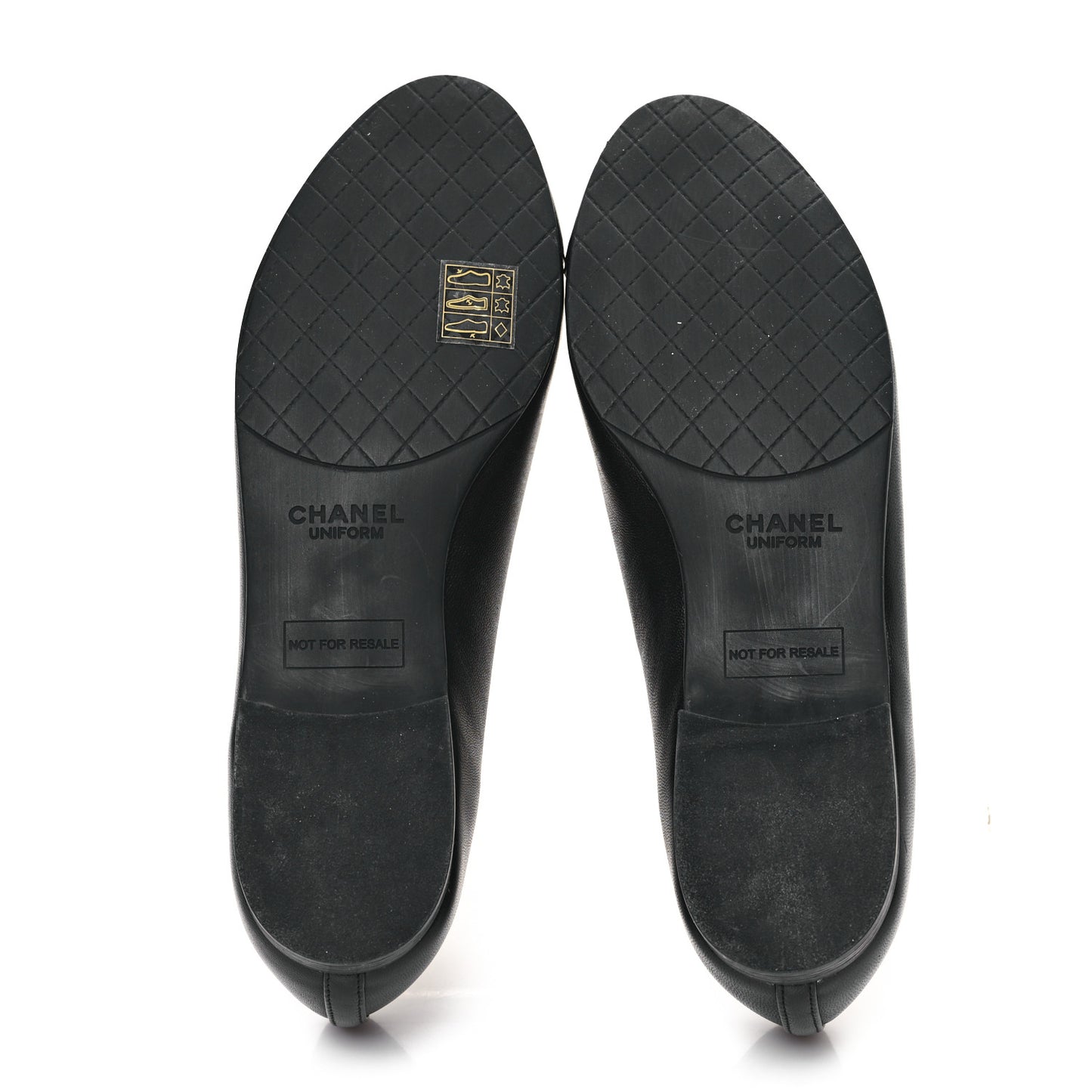 Lambskin Cap Toe CC Uniform Ballerina Flats 36.5 Black