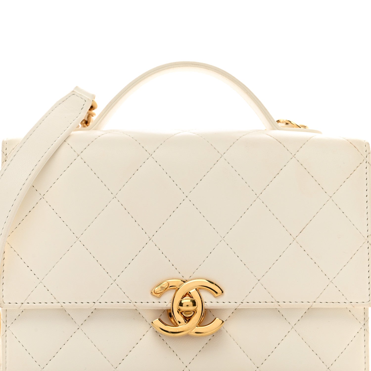 Chanel Lambskin Quilted Mini Golden Plate Flap White 5 of 12