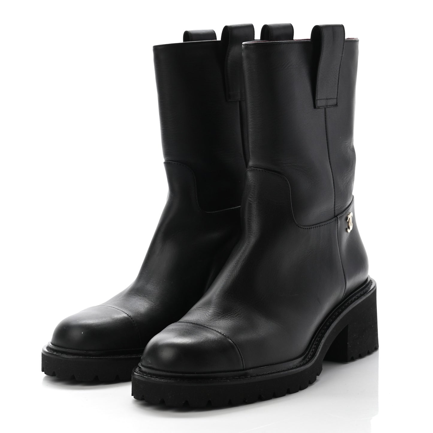 Calfskin CC Ankle Boots 37 Black