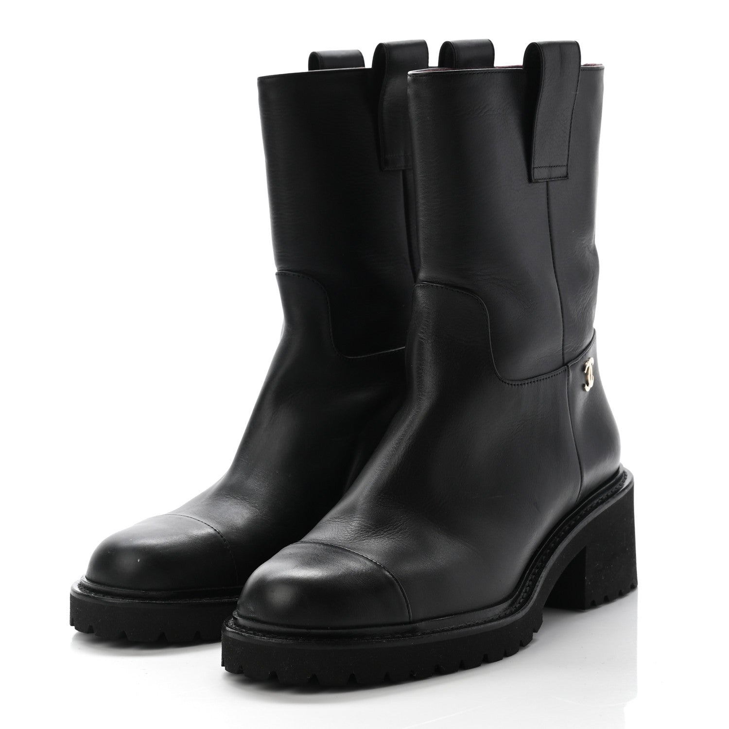 Chanel Calfskin CC Ankle Boots 37 Black 3 of 14