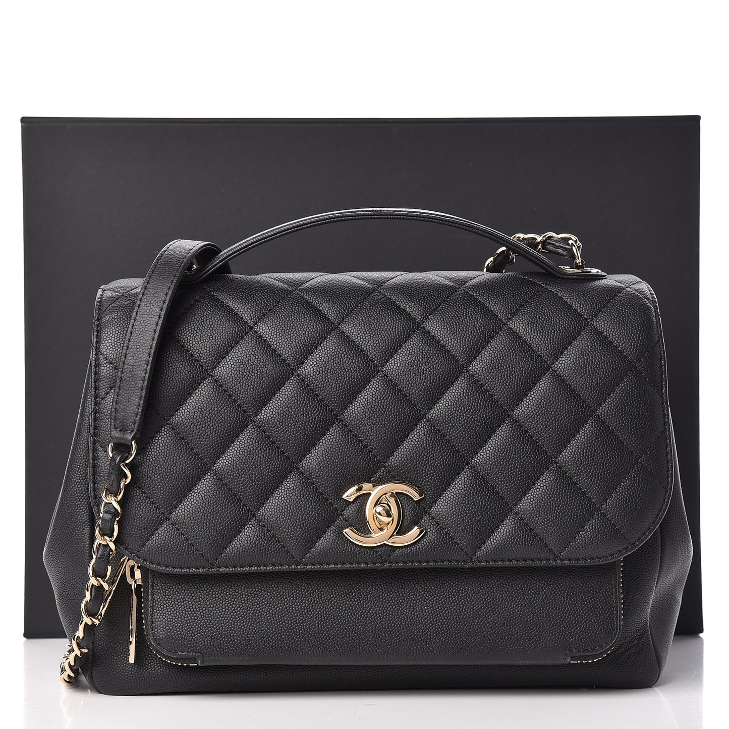 Caviar Quilted Large Business Affinity Flap Black