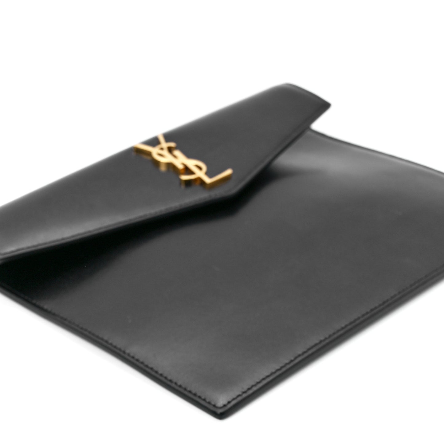 Smooth Shiny Calfskin Monogram Uptown Baby Pouch Black