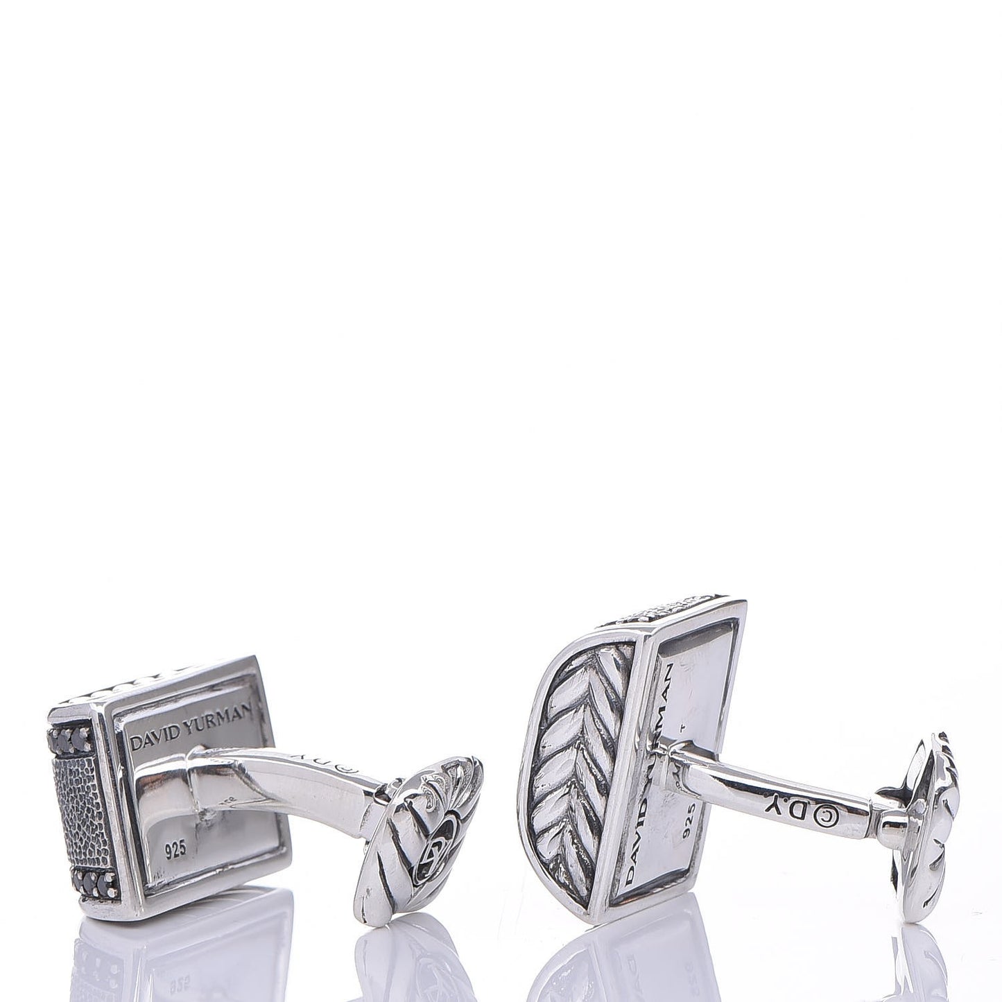 Sterling Silver Black Diamond Chevron Cufflinks