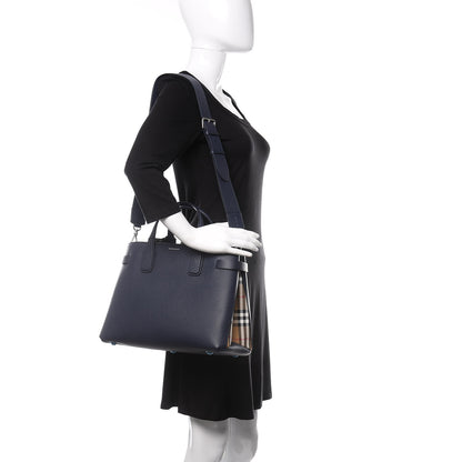 Burberry Derby Calfskin Vintage Check Medium Banner Tote Regency Blue 2 of 12