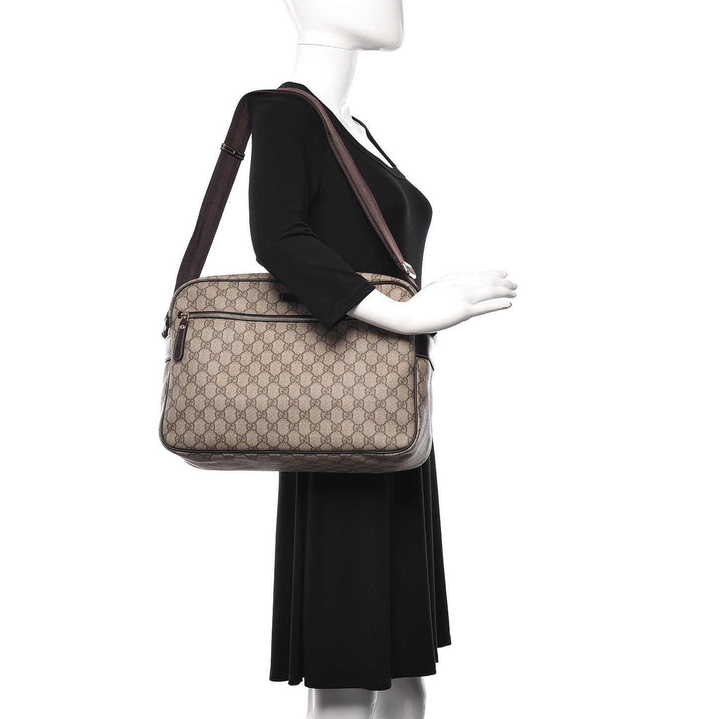 GG Plus Monogram Large Messenger Bag Dark Brown