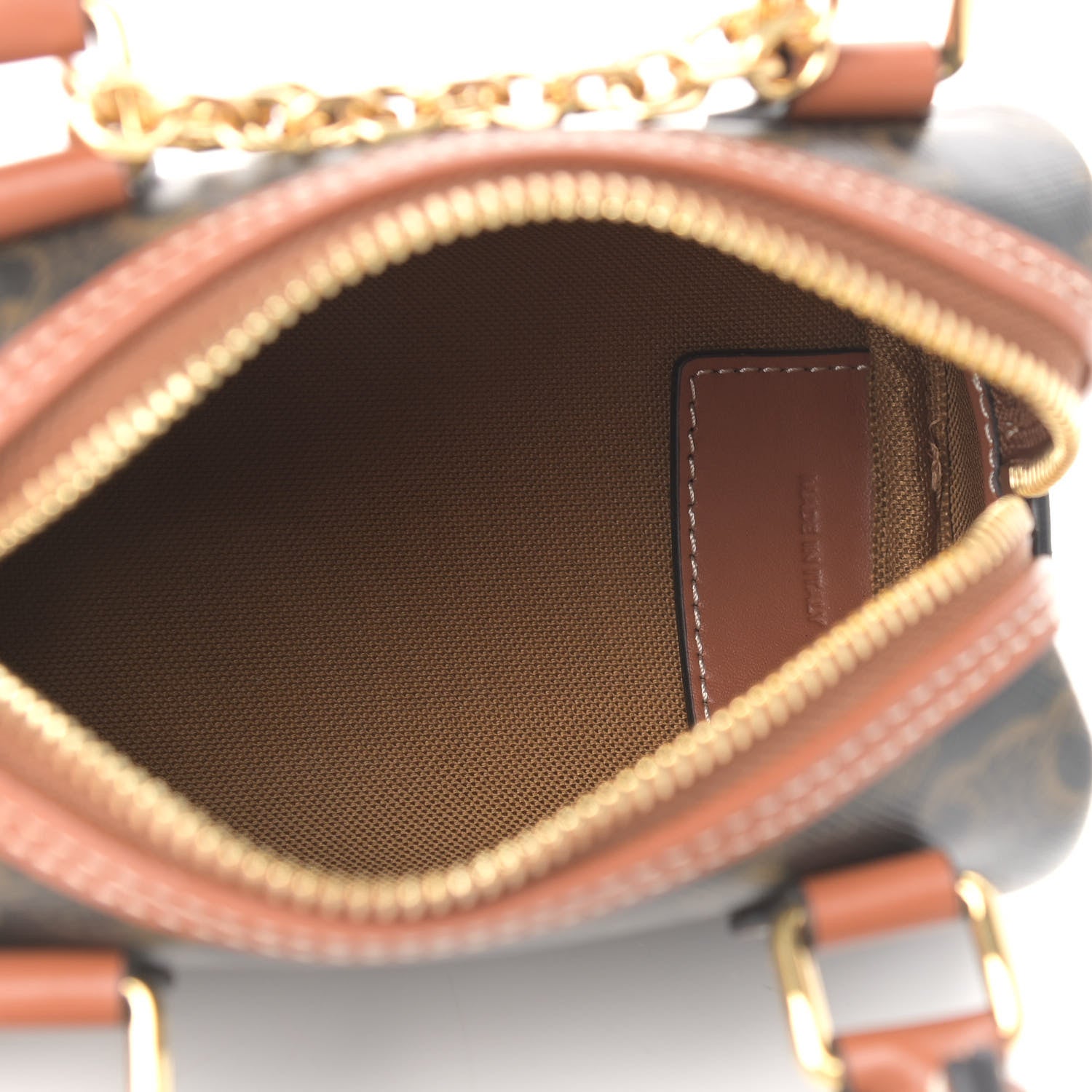 Celine Triomphe Canvas Calfskin Mini Boston Bag Tan 5 of 10