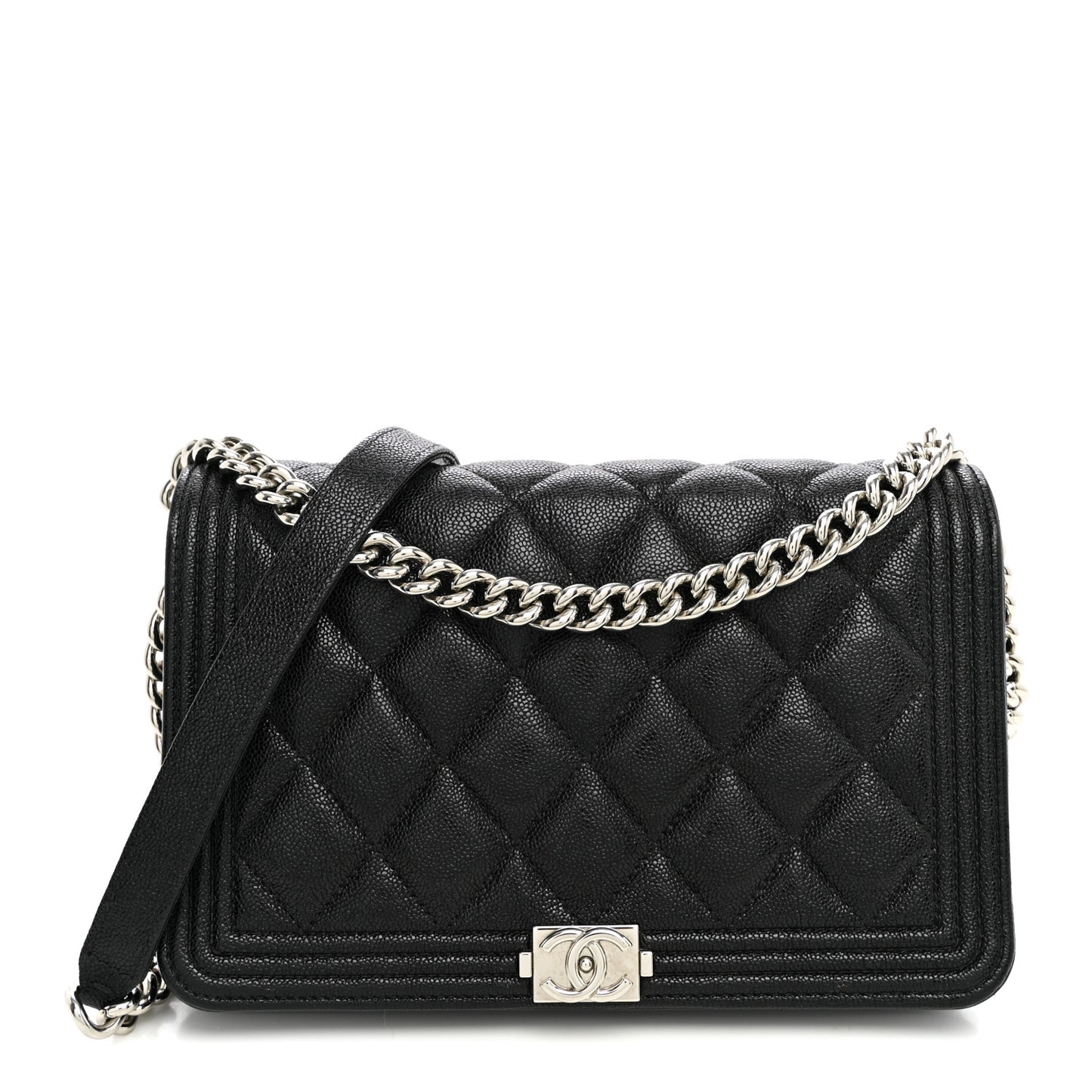 Caviar Quilted Boy Wallet On Chain WOC Black