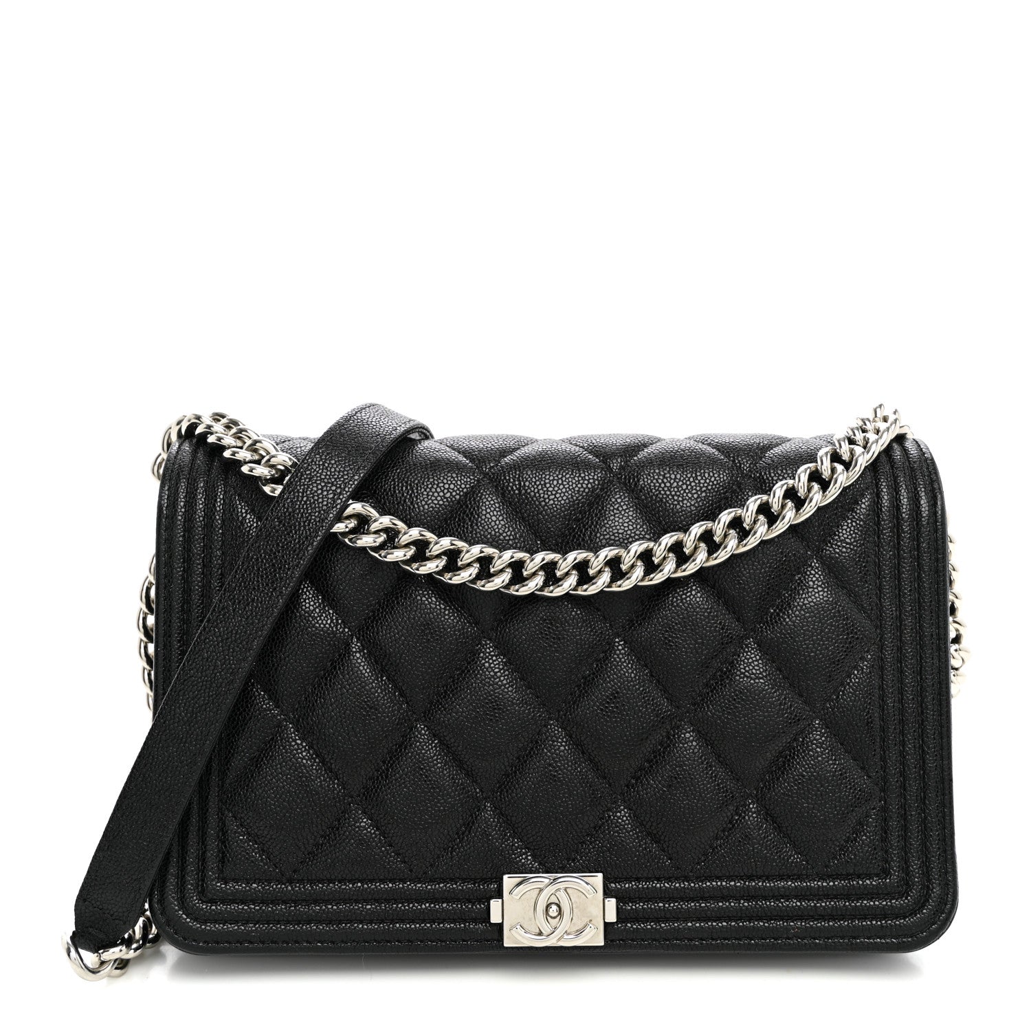 Chanel Caviar Quilted Boy Wallet On Chain WOC Black 1 of 10