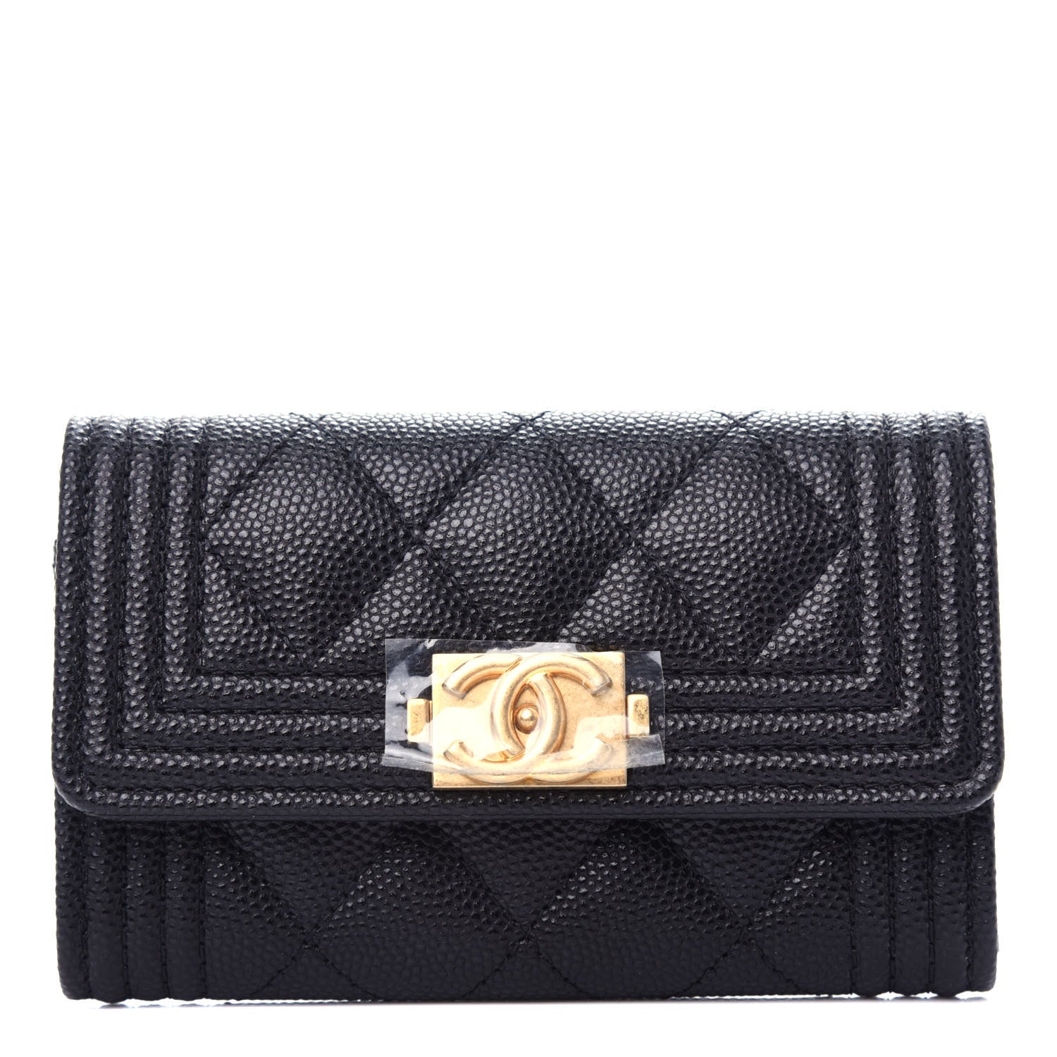 Chanel Caviar Quilted Boy Flap Card Holder Black 1 of 9
