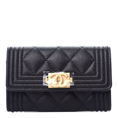 Chanel Caviar Quilted Boy Flap Card Holder Black 1 of 9