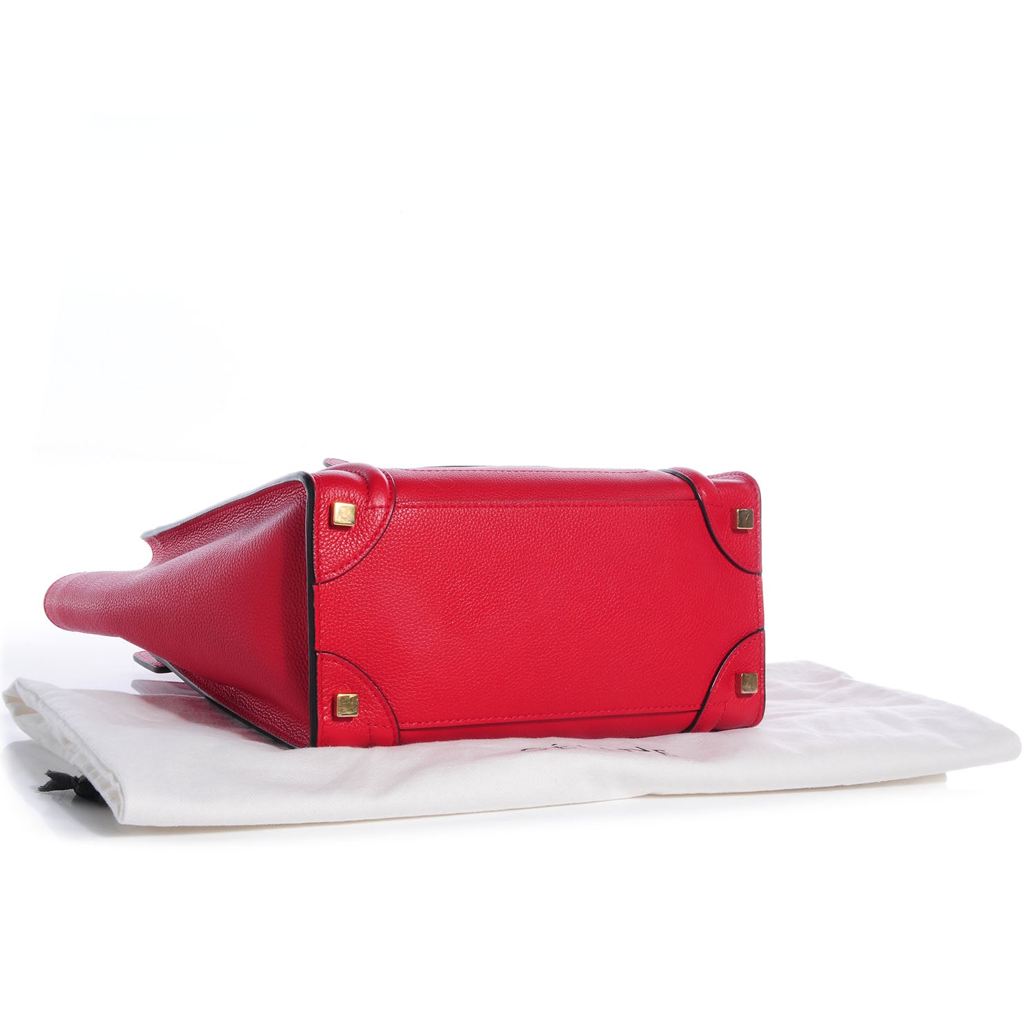 Celine Drummed Leather Micro Luggage Coquelicot 4 of 9