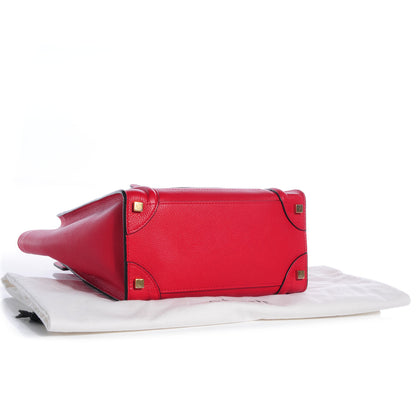 Celine Drummed Leather Micro Luggage Coquelicot 4 of 9