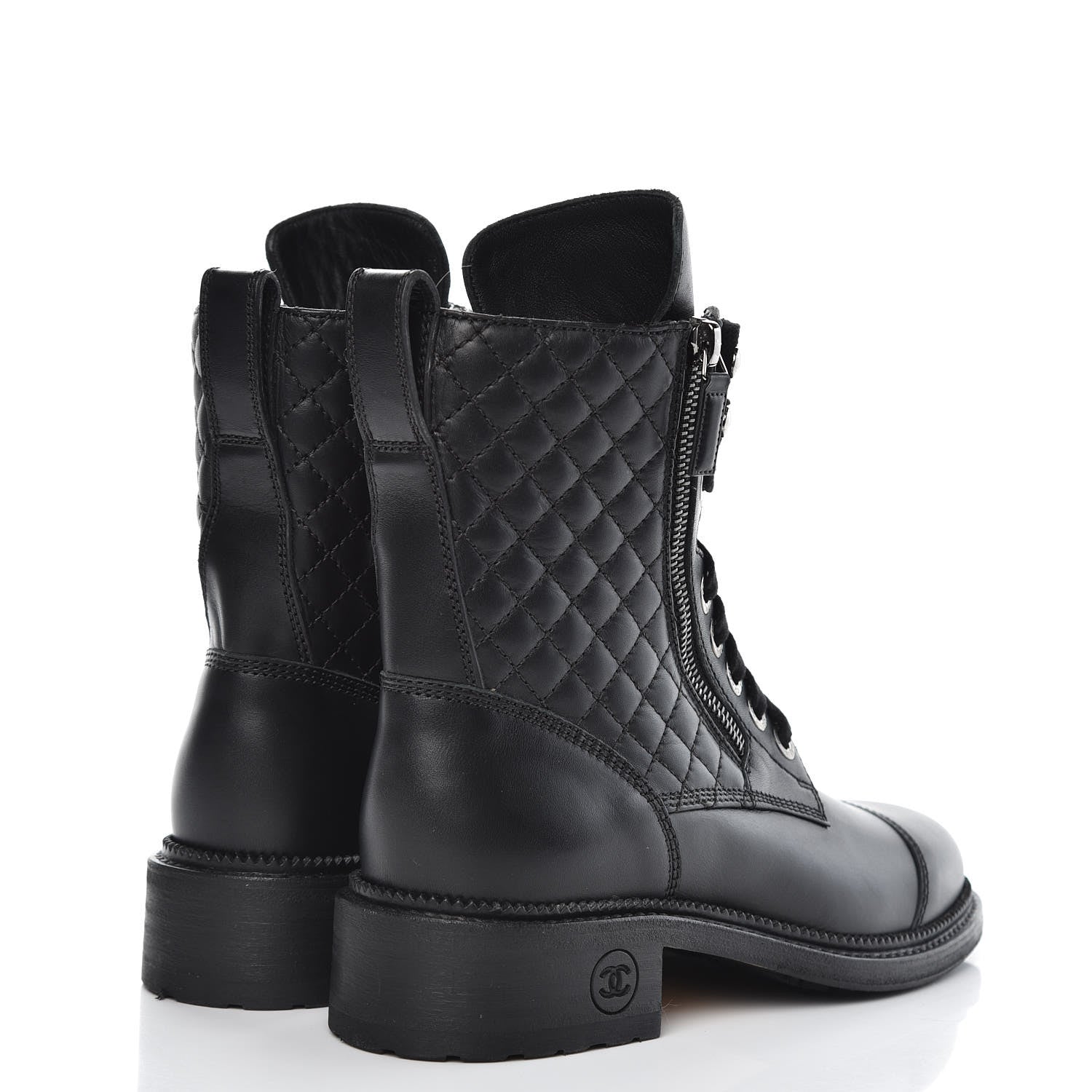 Chanel Calfskin Combat Boots 38 Black 4 of 9
