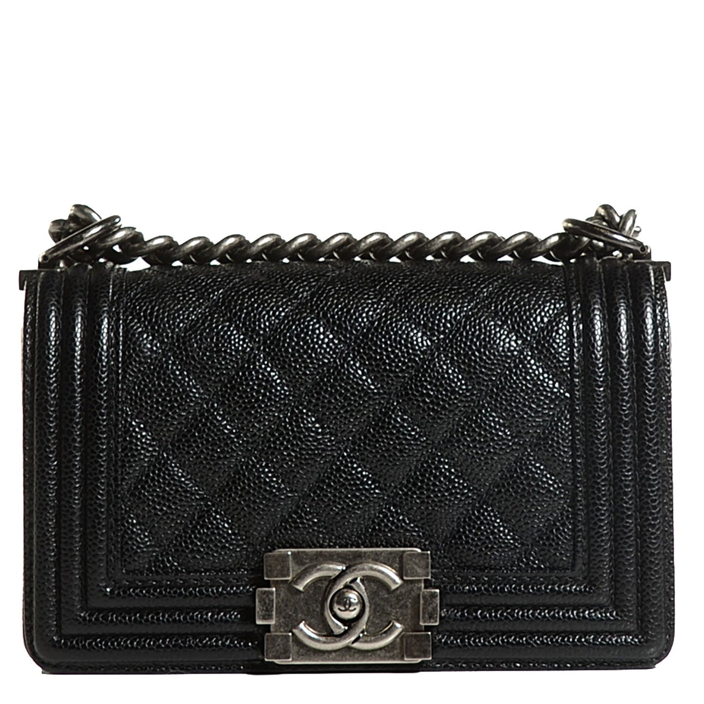 Caviar Quilted Small Boy Flap Black