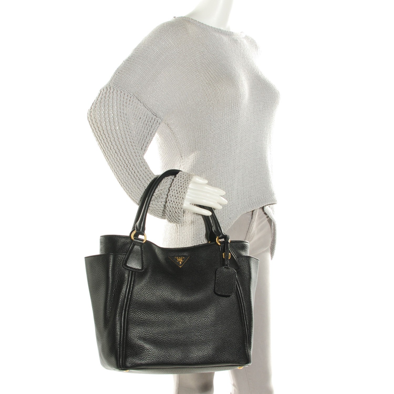Prada Vitello Daino Double Pocket Hobo Nero Black 3 of 10