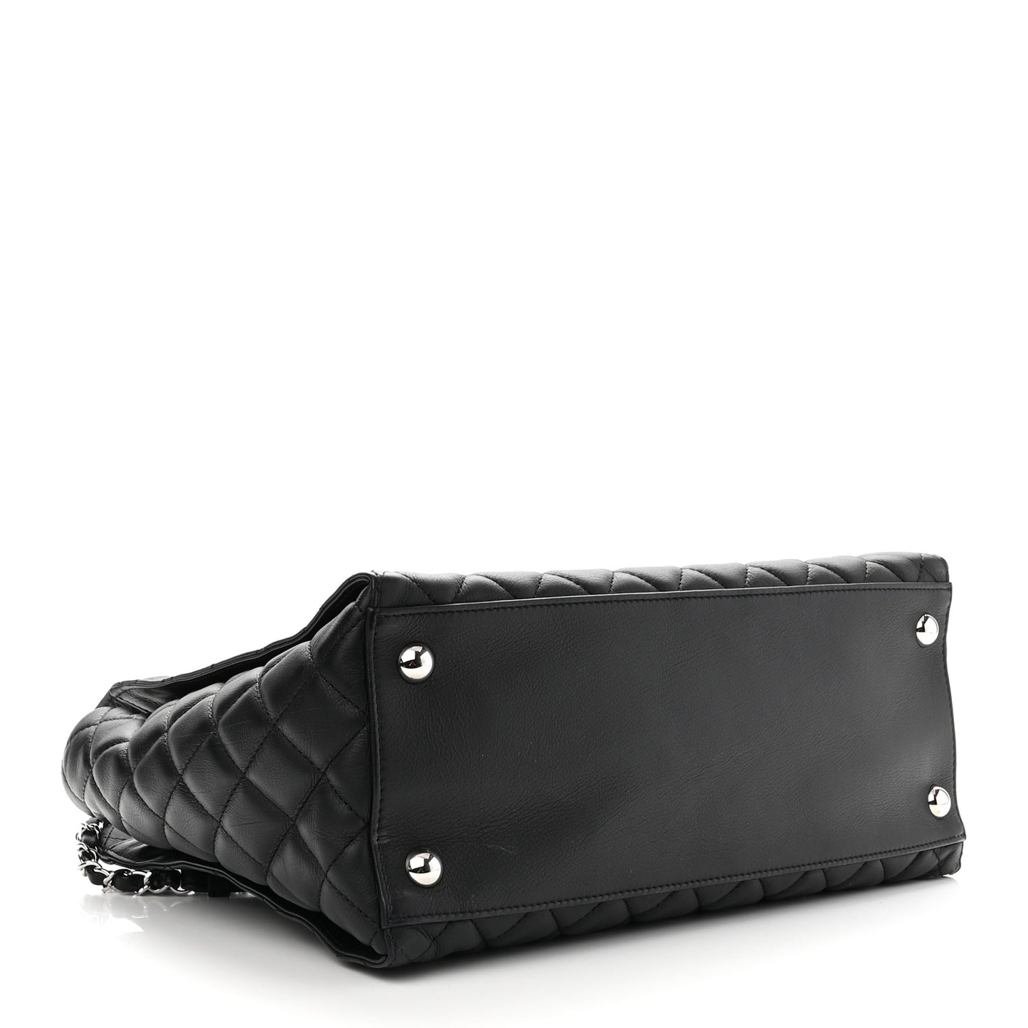 Calfskin Quilted Large Chic and Soft Shopping Tote Black