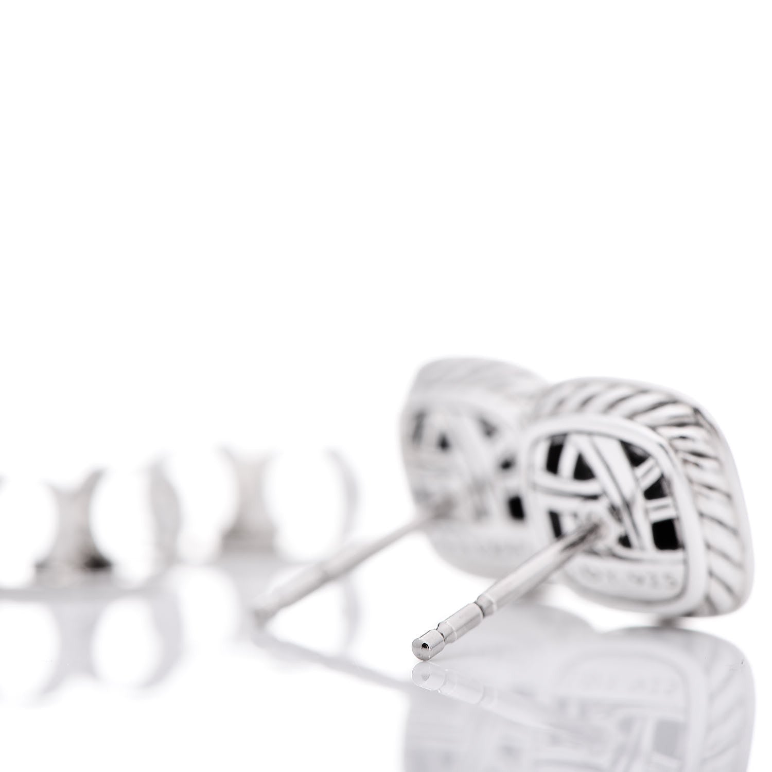 David Yurman Sterling Silver Diamond Black Onyx 5mm Petite Albion Earrings 3 of 4