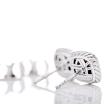 David Yurman Sterling Silver Diamond Black Onyx 5mm Petite Albion Earrings 3 of 4