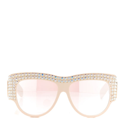 Gucci Acetate Crystal Oversize Hollywood Forever Sunglasses GG0144S Ivory 2 of 7
