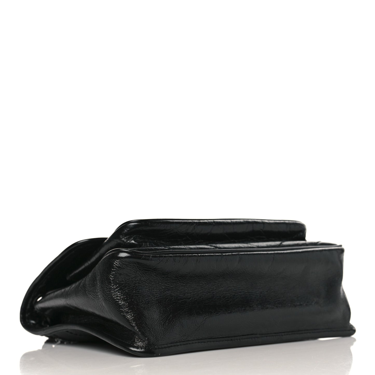 Crinkled Calfskin Matelasse Monogram Medium Niki Chain Satchel Black