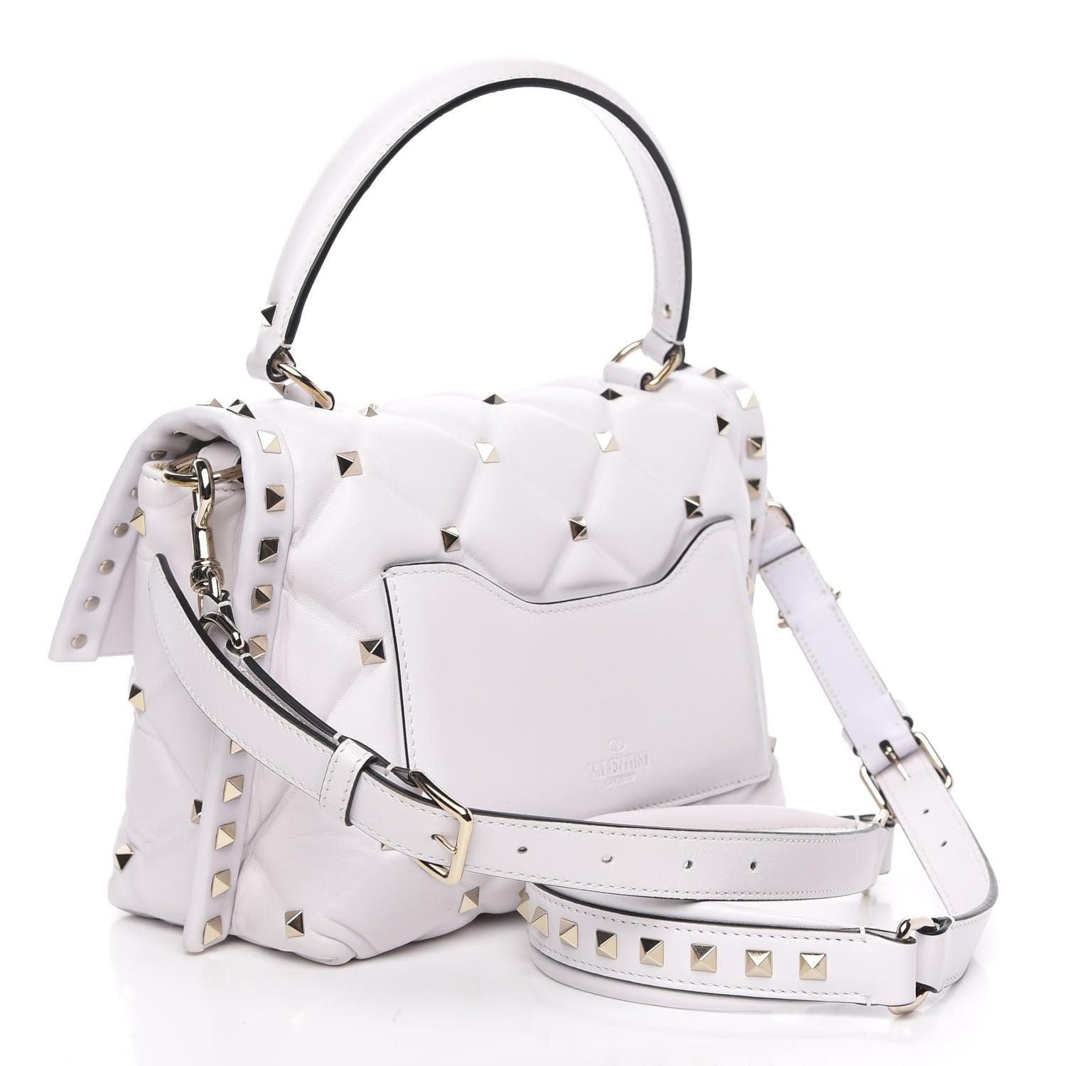 Valentino Garavani Lambskin VLTN Print Candystud Top Handle Bag Optic White Black 3 of 12