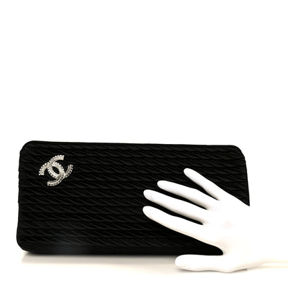 Chanel Satin Crystal Woven Clutch Black 2 of 11