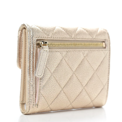 Chanel Metallic Lambskin Quilted Compact Flap Wallet Gold 3 of 9