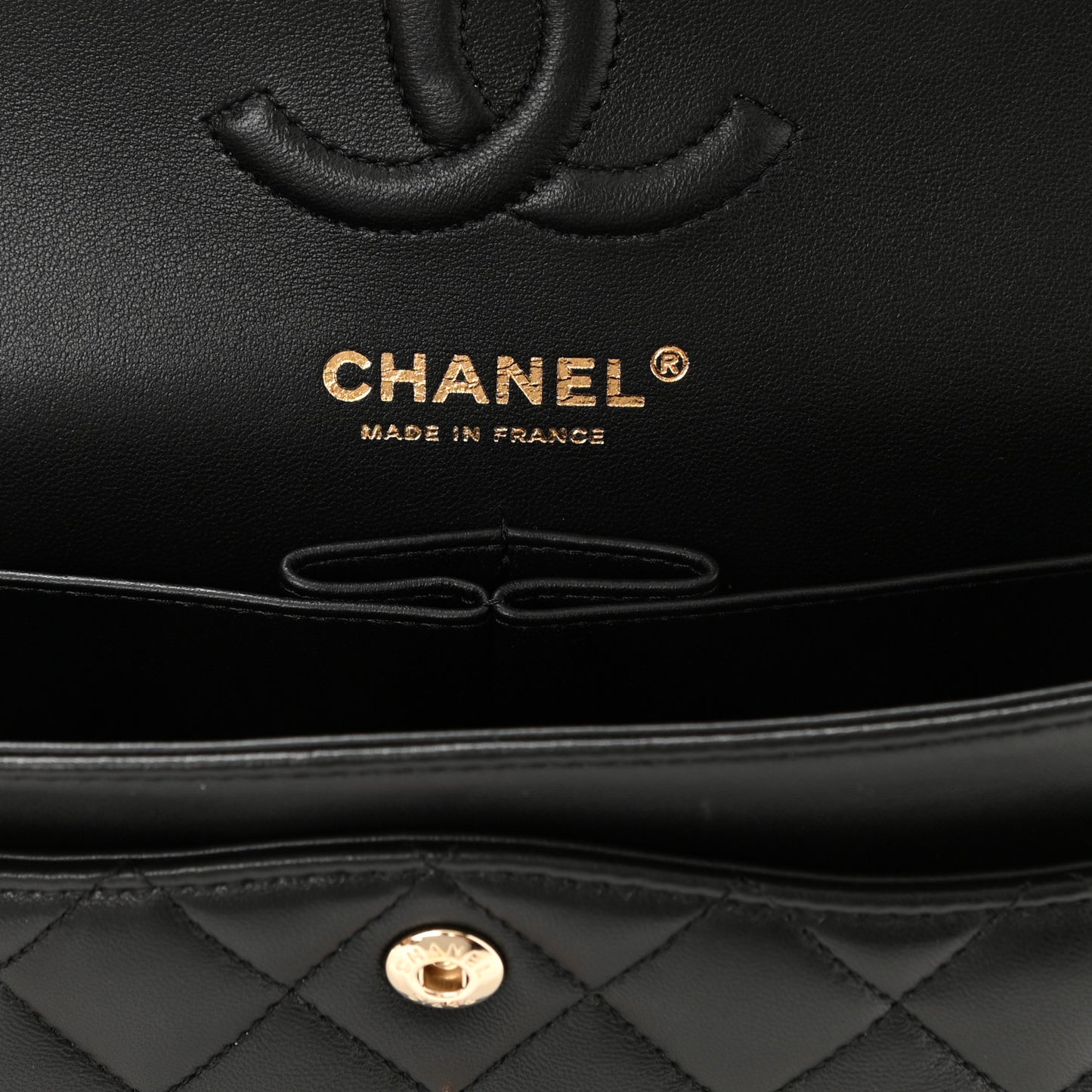 Lambskin Quilted Small Double Flap Black